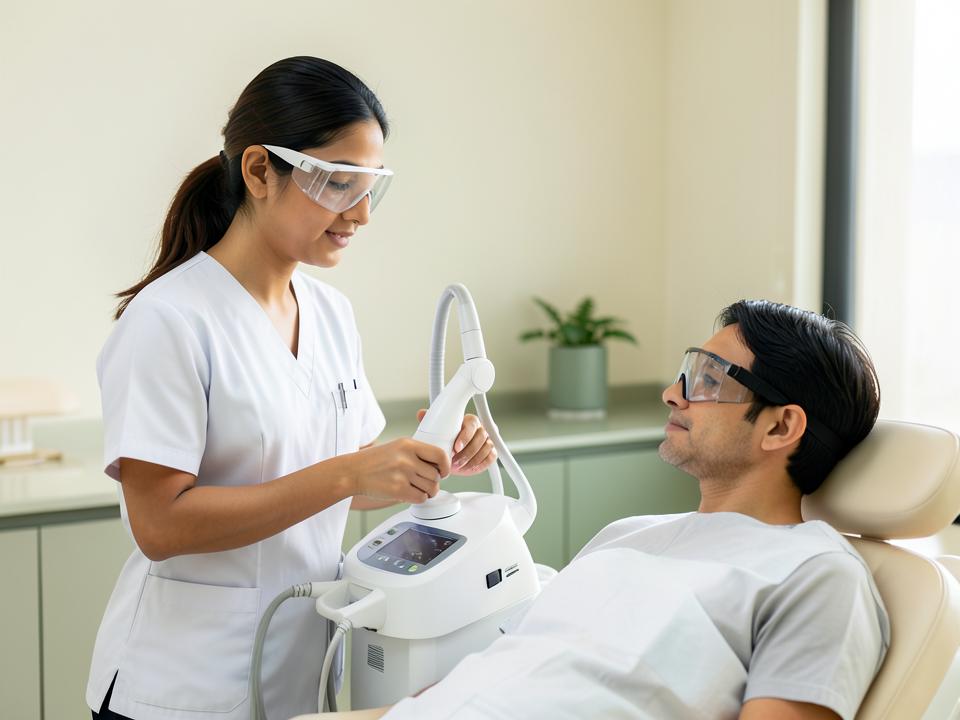 Modern dermatology laser treatment consultation in a premium clinic