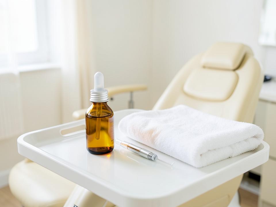 Platelet-rich facial rejuvenation serum and treatment equipment in a clinical room